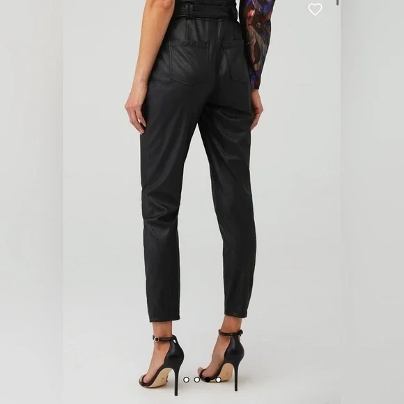 FOR LOVE & LEMONS DILLON HIGH WAIST FAUX LEATHER TROUSER PANT BLACK SIZE XS - Picture 2 of 16